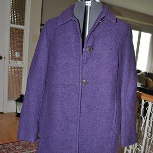 Lands' End Women's Purple Boiled Wool Peacoat